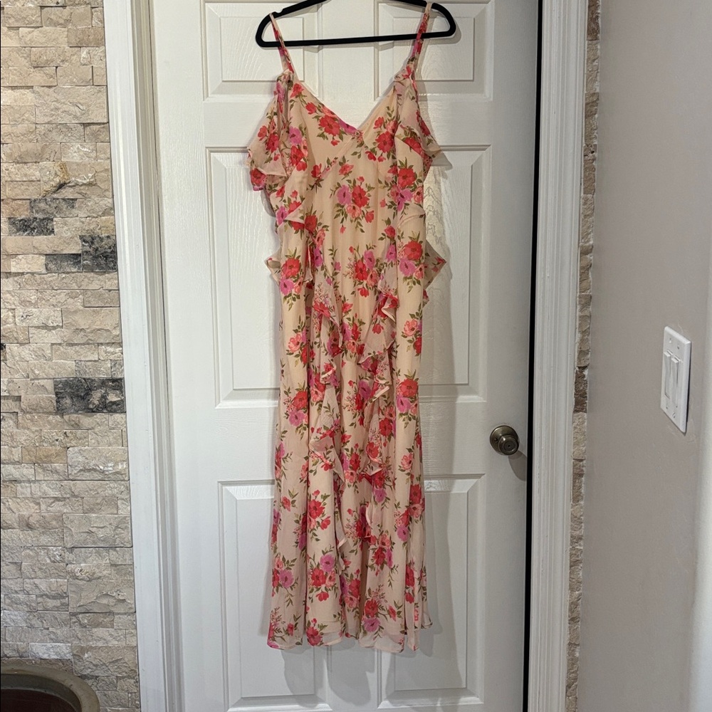 Old Navy Pink and Red Floral Dress